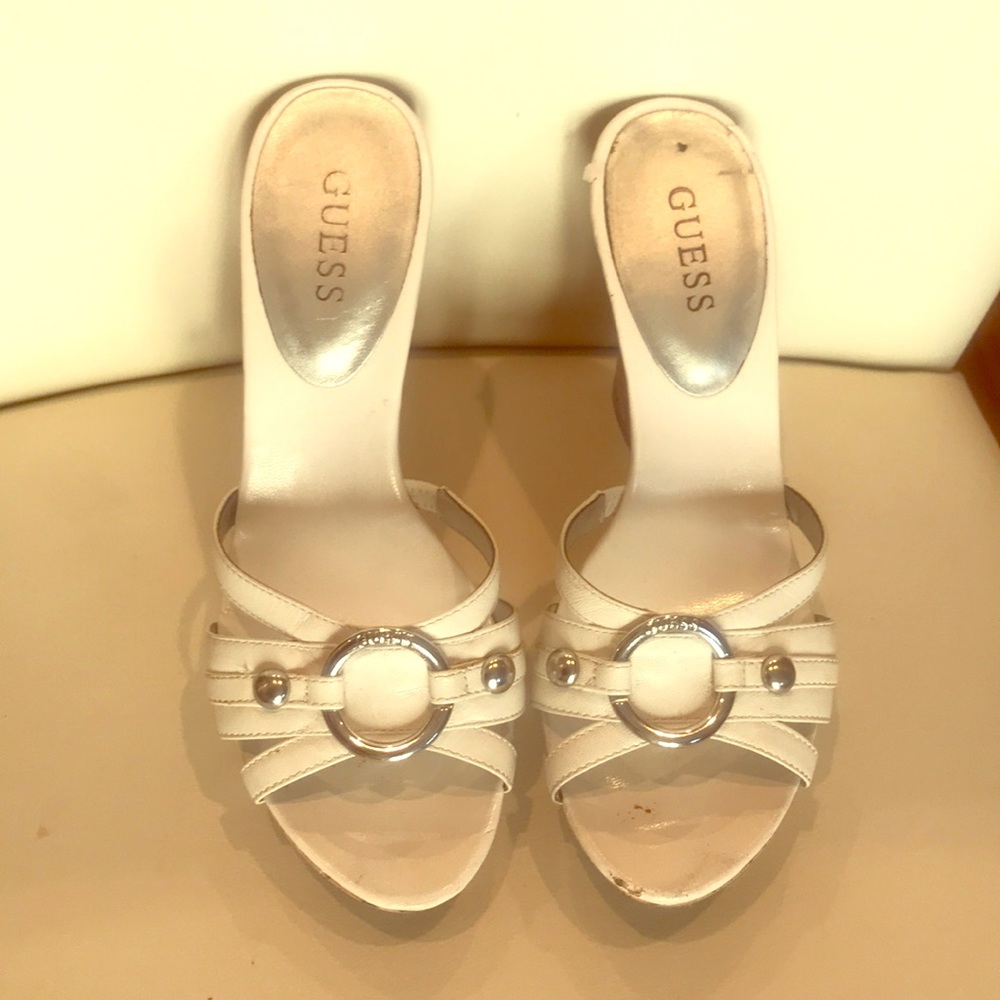 Guess platform sandals white Sz 6